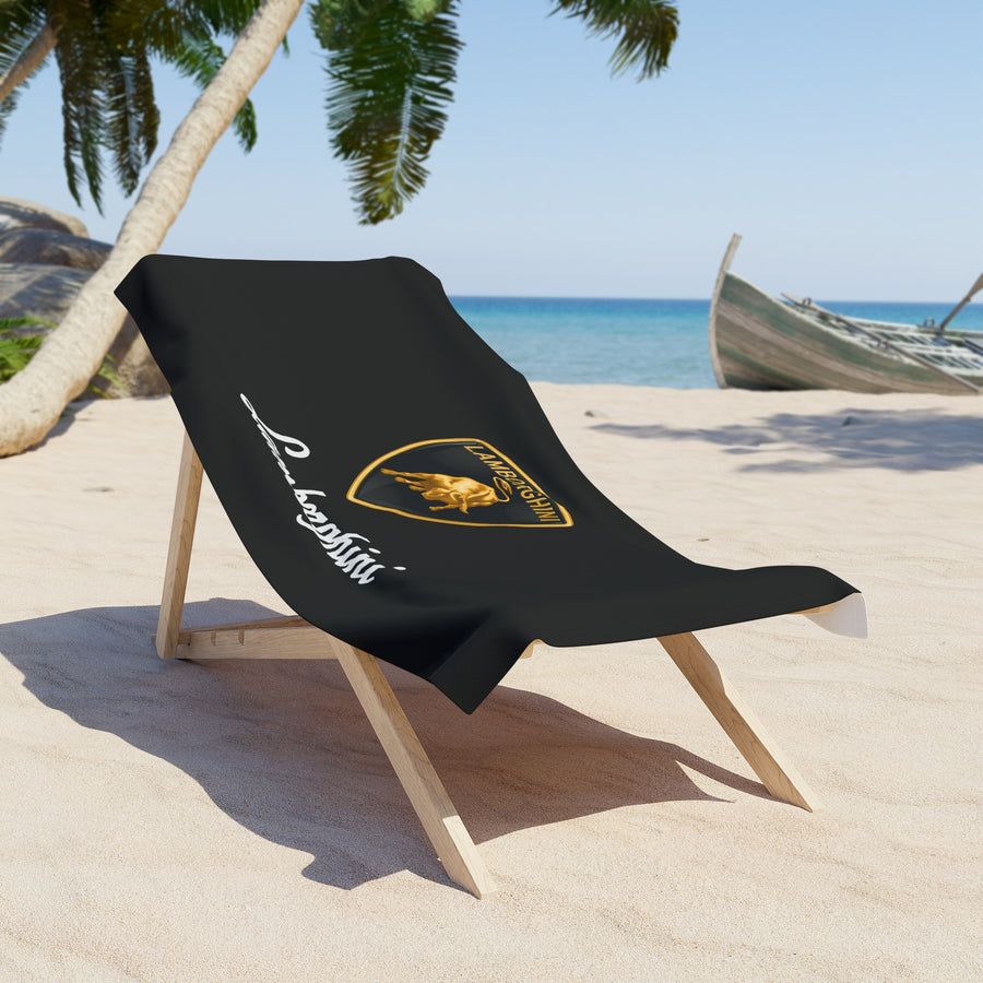 Black Lamborghini Beach Towel