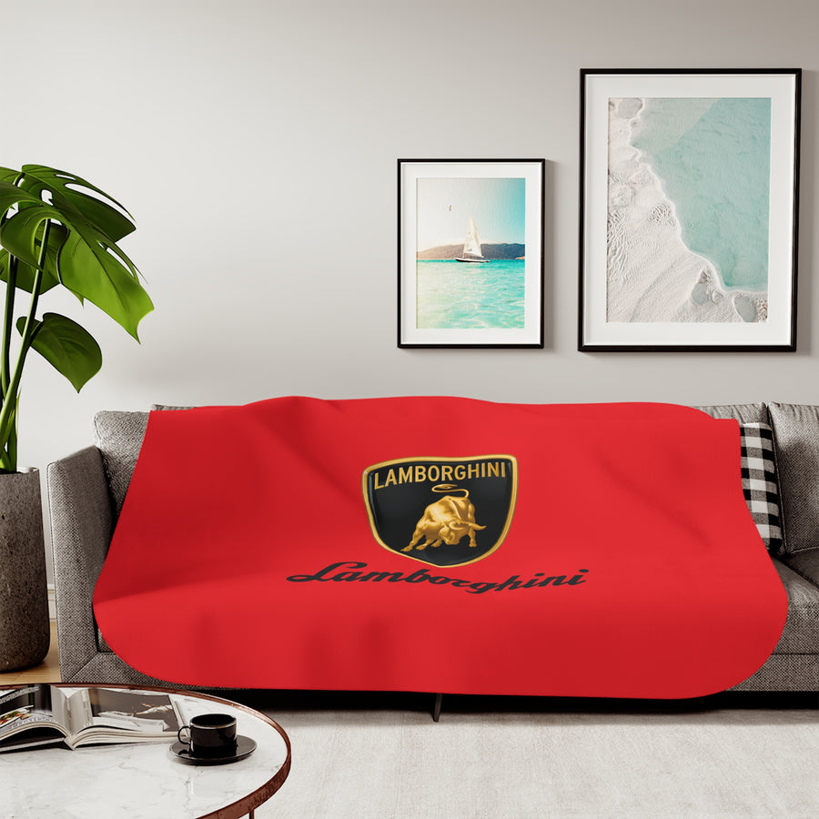 Red Lamborghini Sherpa Blanket