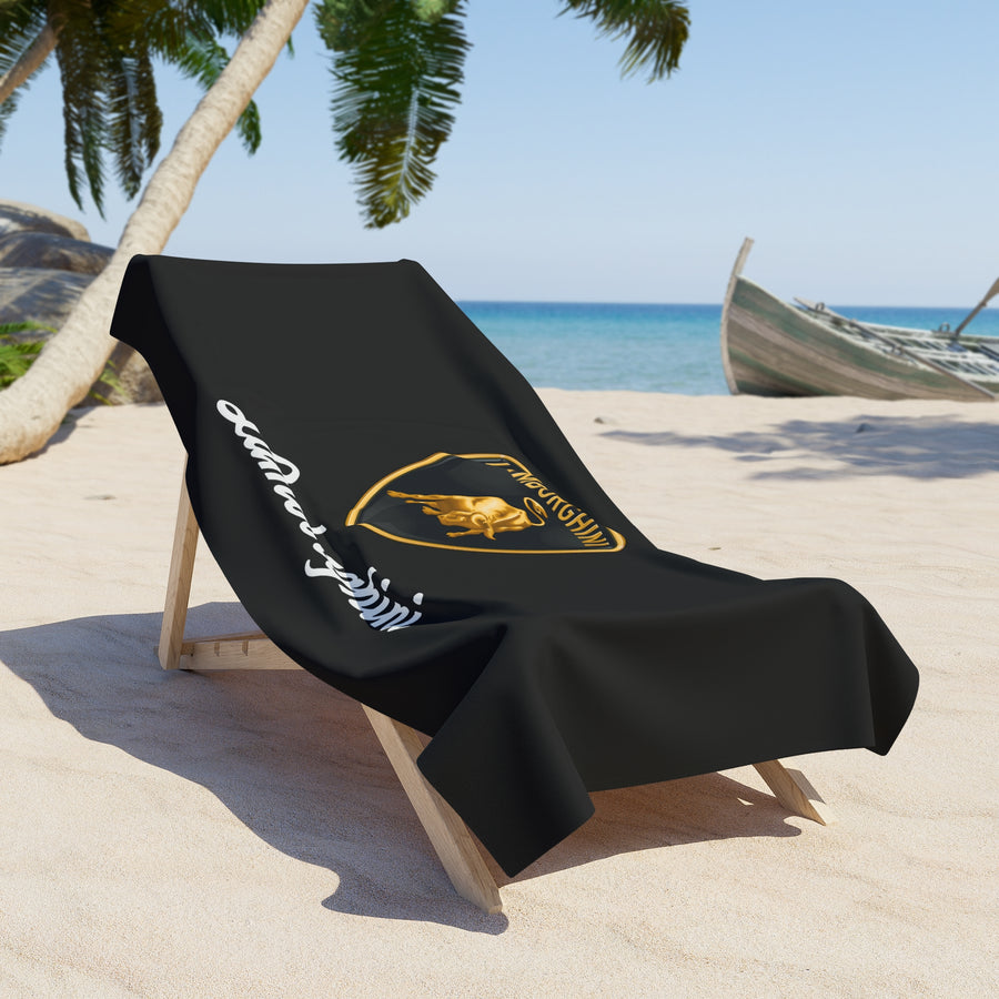 Black Lamborghini Beach Towel