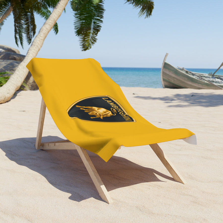 Yellow Lamborghini Beach Towel