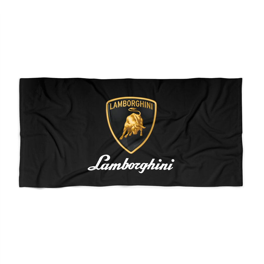 Black Lamborghini Beach Towel