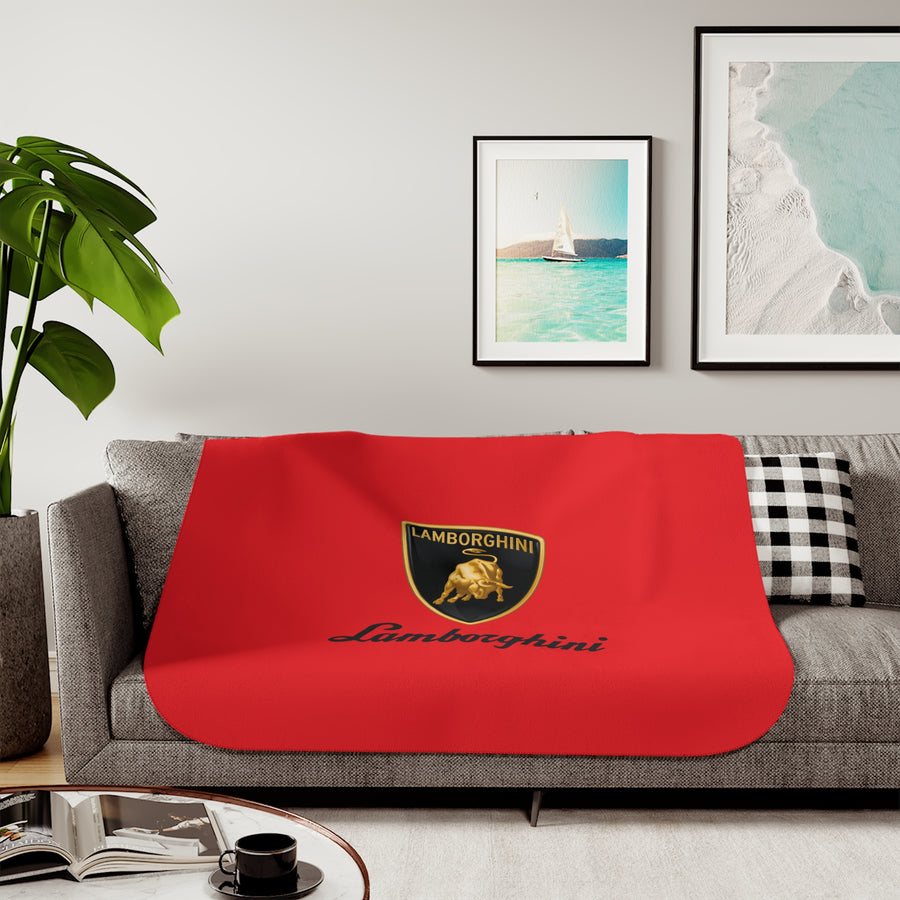 Red Lamborghini Sherpa Blanket