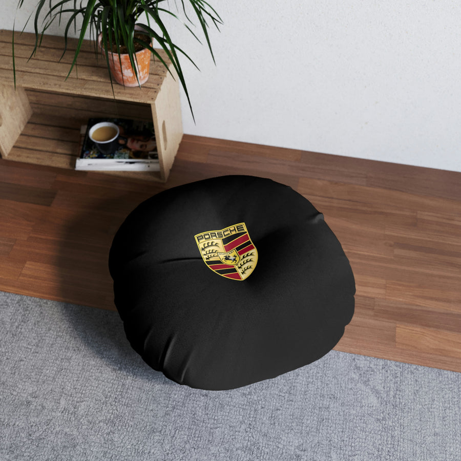 Porsche Black Tufted Floor Pillow, Round™