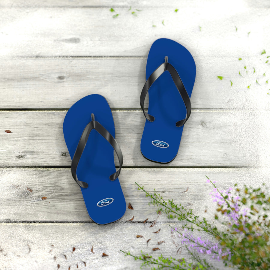 Unisex Dark Blue Ford Flip Flops™