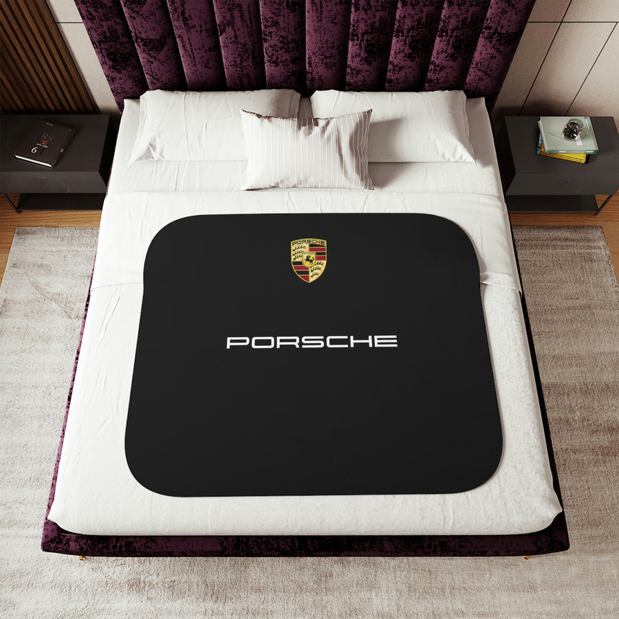 Black Porsche Sherpa Blanket, Two Colors™