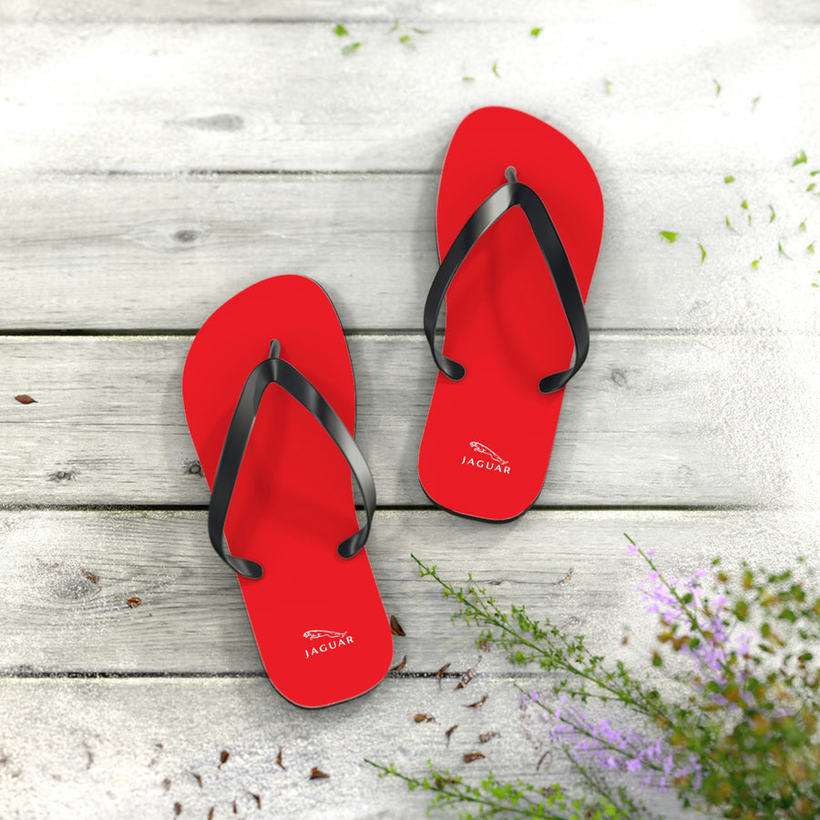 Unisex Red Jaguar Flip Flops™