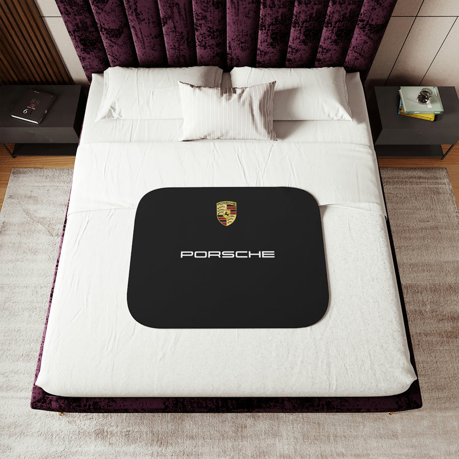 Black Porsche Sherpa Blanket, Two Colors™