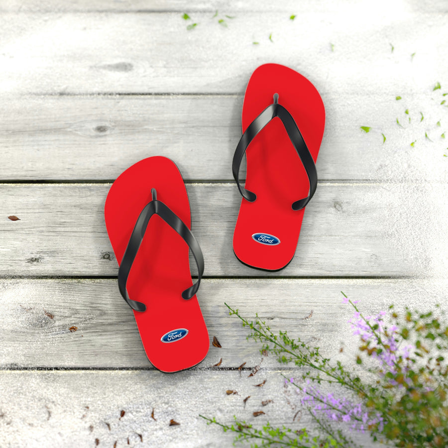 Unisex Red Ford Flip Flops™