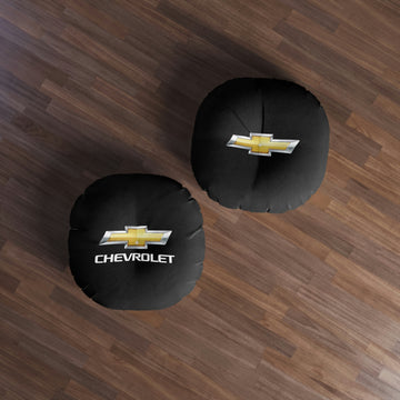 Black Chevrolet Tufted Floor Pillow, Round™