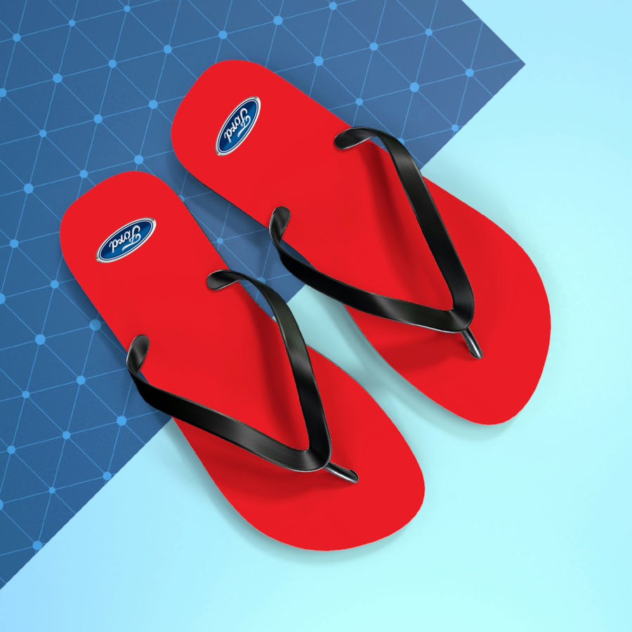 Unisex Red Ford Flip Flops™