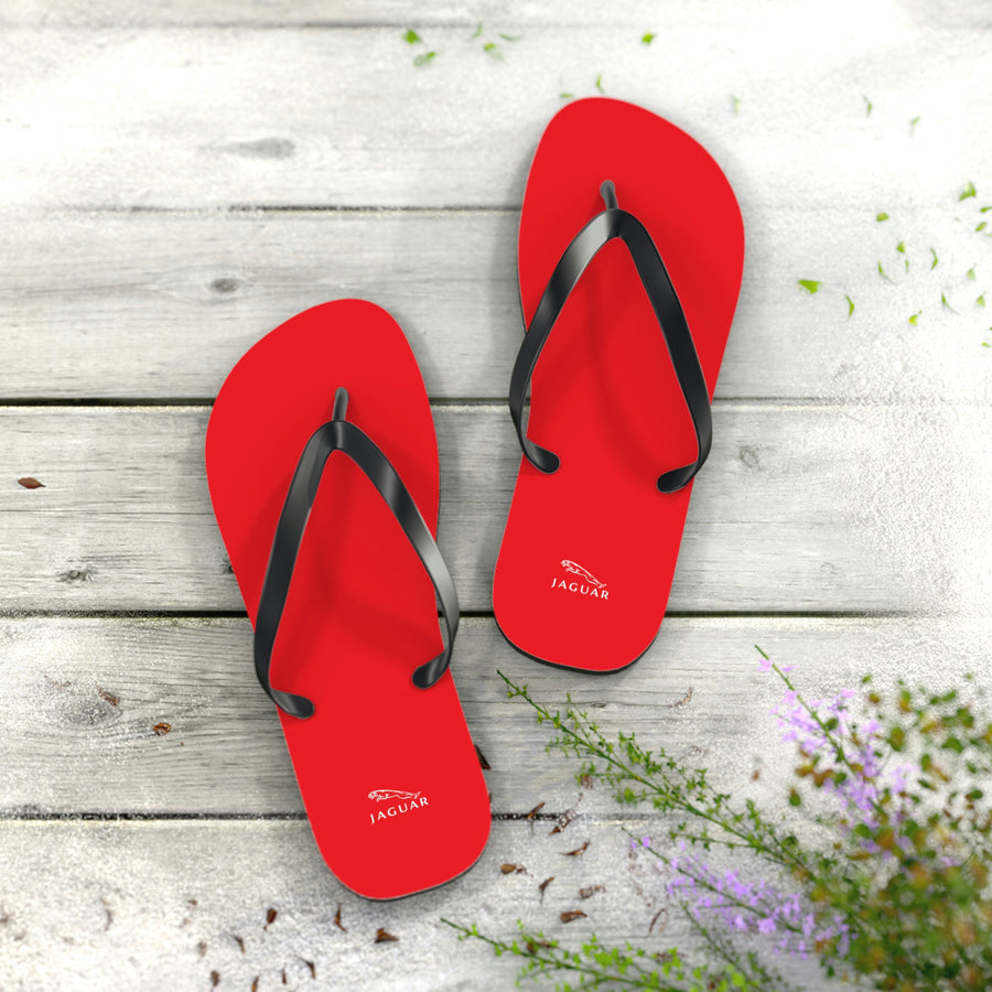 Unisex Red Jaguar Flip Flops™