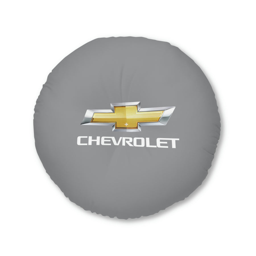 Grey Chevrolet Tufted Floor Pillow, Round™