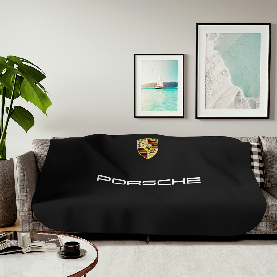 Black Porsche Sherpa Blanket, Two Colors™