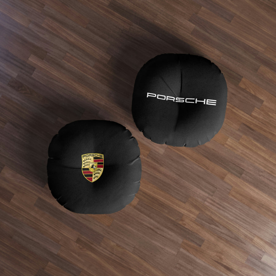 Porsche Black Tufted Floor Pillow, Round™