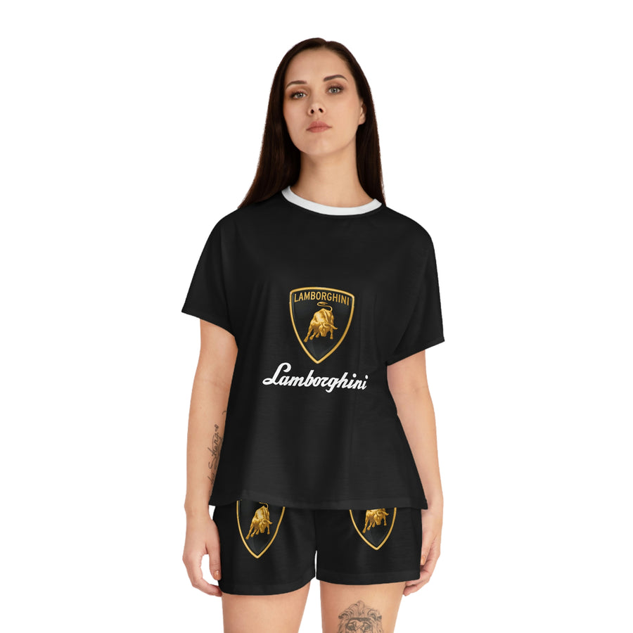 Women's Black Lamborghini Short Pajama Set™