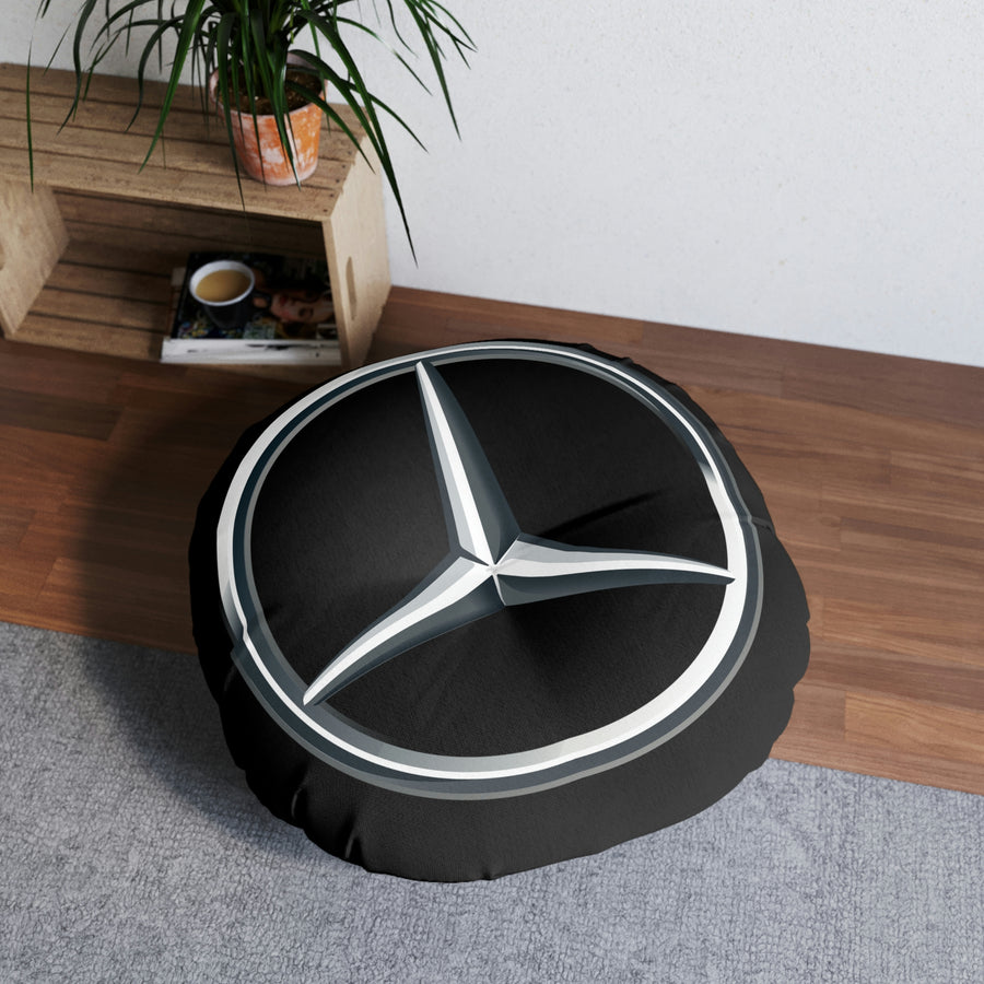 Black Mercedes Tufted Floor Pillow, Round™
