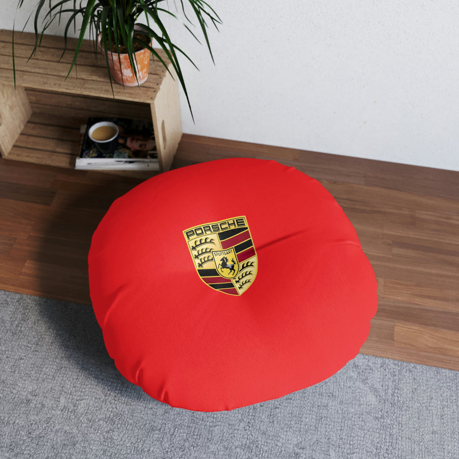 Porsche Red Tufted Floor Pillow, Round™