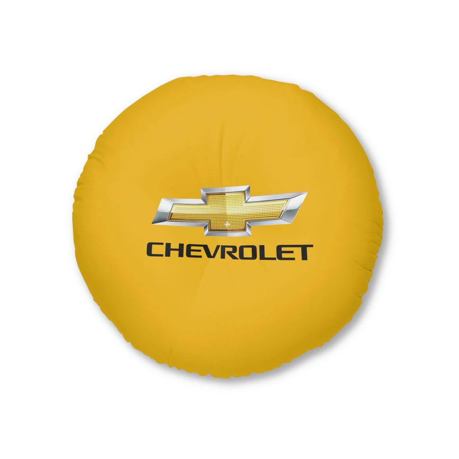 Yellow Chevrolet Tufted Floor Pillow, Round™