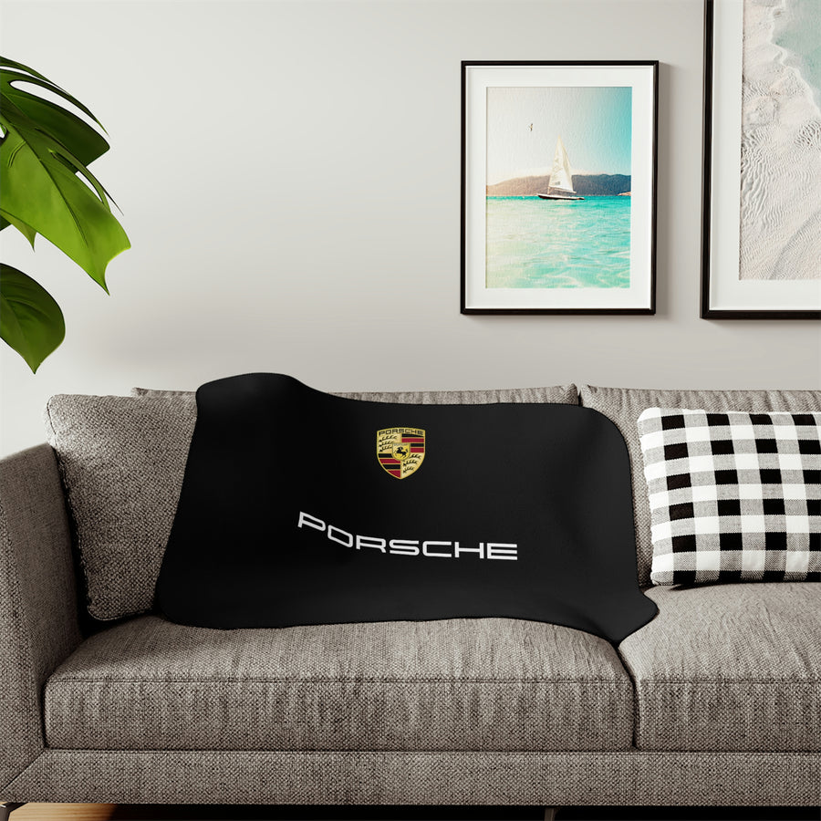 Black Porsche Sherpa Blanket, Two Colors™