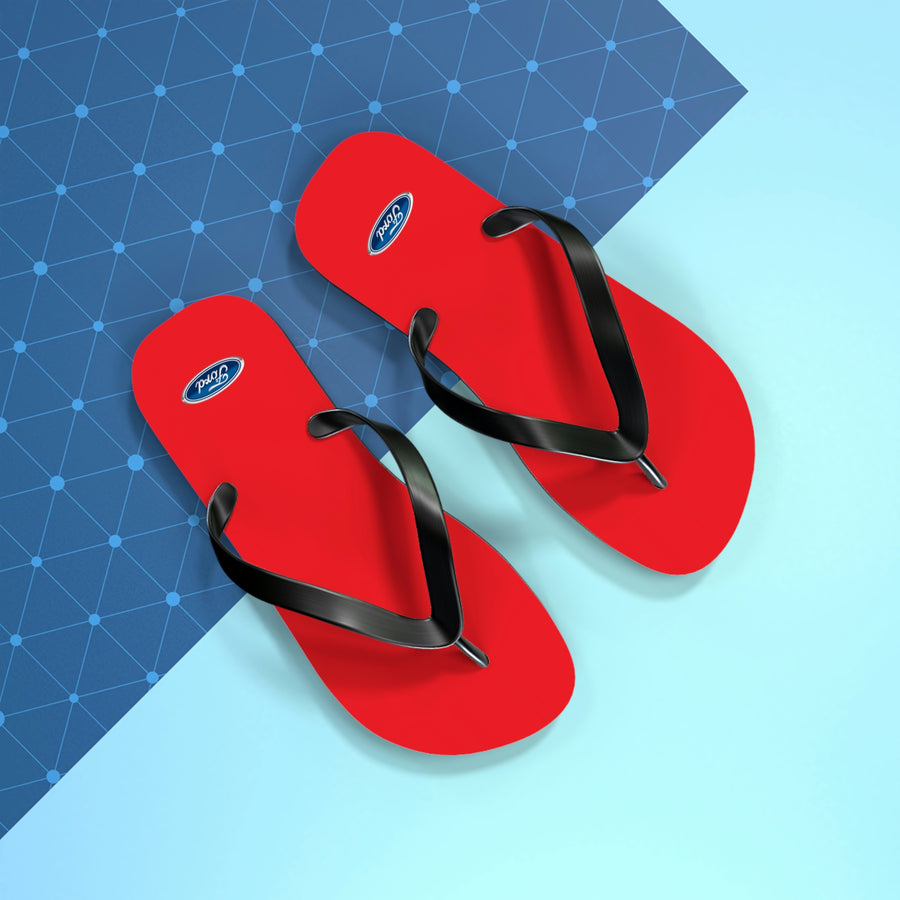 Unisex Red Ford Flip Flops™