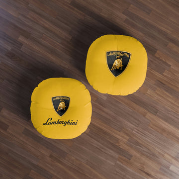 Yellow Lamborghini Tufted Floor Pillow, Round™