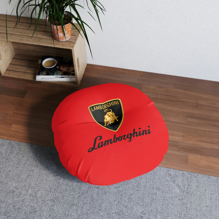 Red Lamborghini Tufted Floor Pillow, Round™