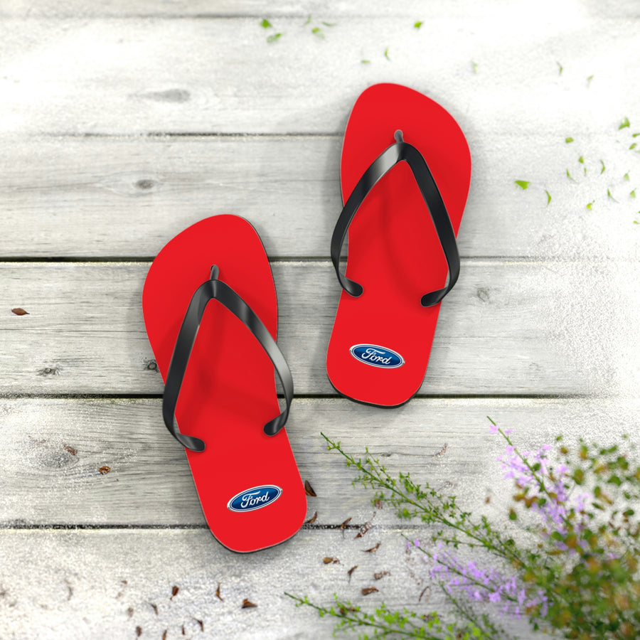 Unisex Red Ford Flip Flops™