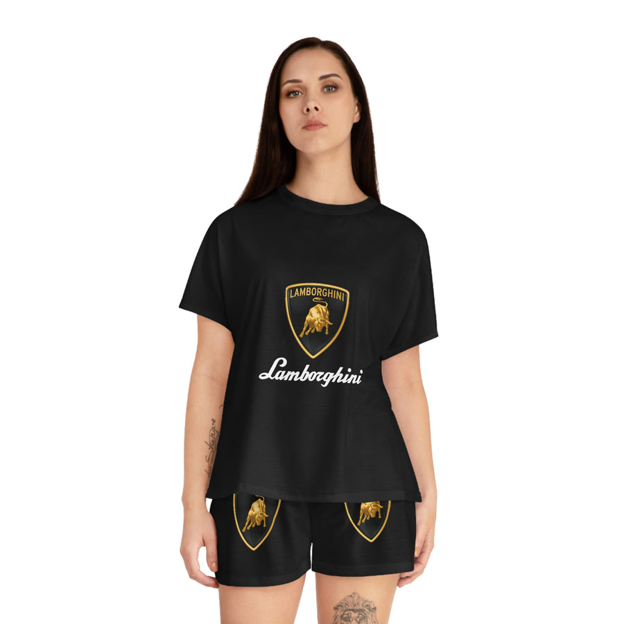 Women's Black Lamborghini Short Pajama Set™