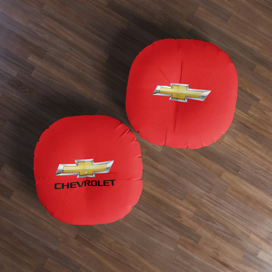 Red Chevrolet Tufted Floor Pillow, Round™