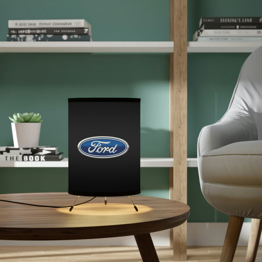 Black Ford Chevrolet Tripod Lamp with High-Res Printed Shade, US\CA plug™