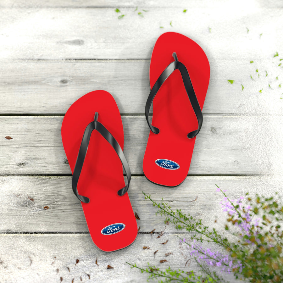 Unisex Red Ford Flip Flops™