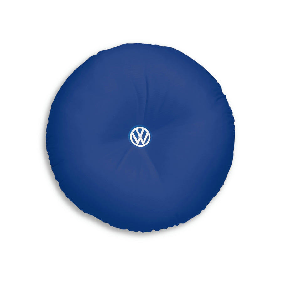 Dark Blue Volkswagen Tufted Floor Pillow, Round™