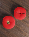 Porsche Red Tufted Floor Pillow, Round™