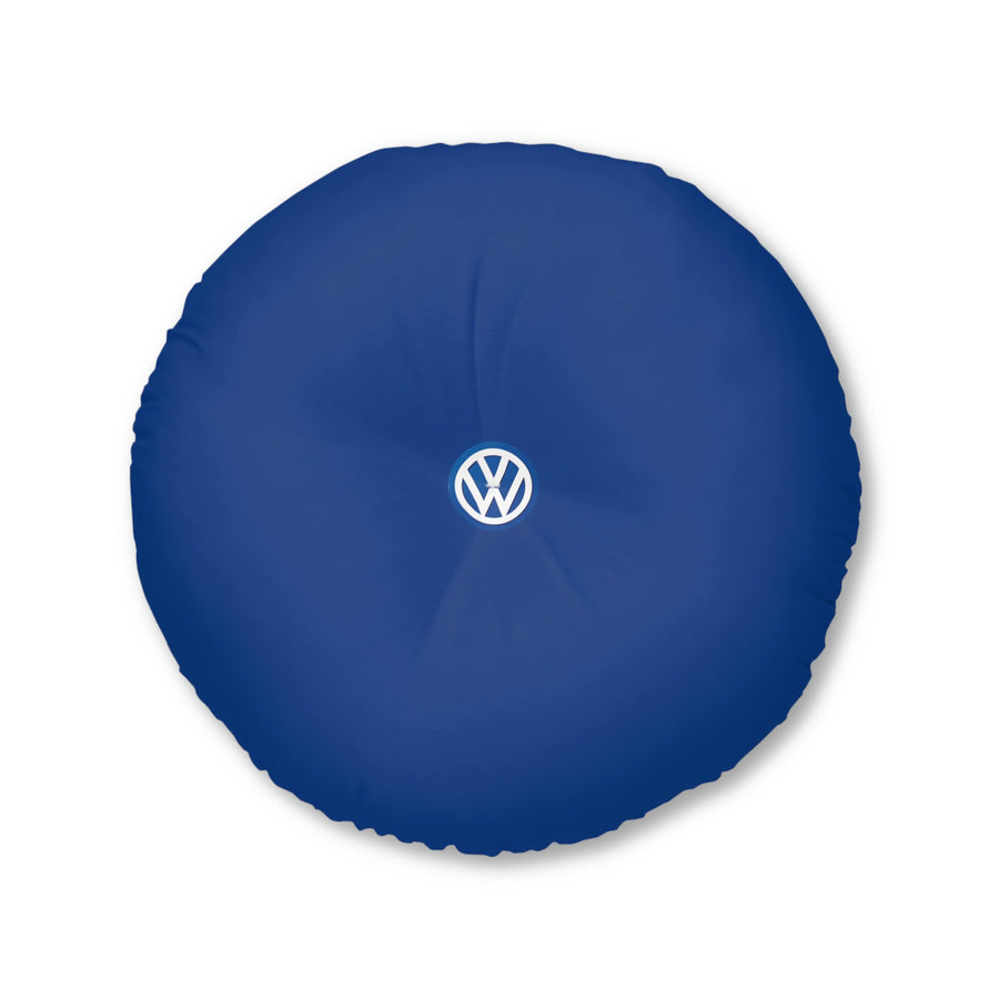 Dark Blue Volkswagen Tufted Floor Pillow, Round™