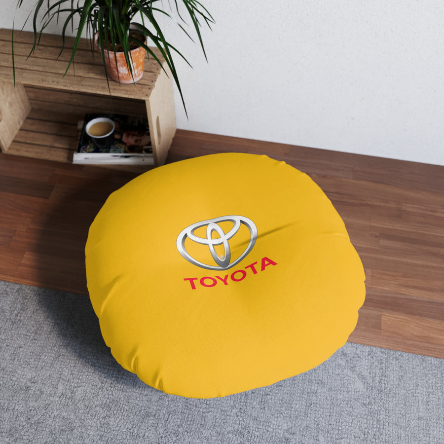 Yellow Toyota Tufted Floor Pillow, Round™