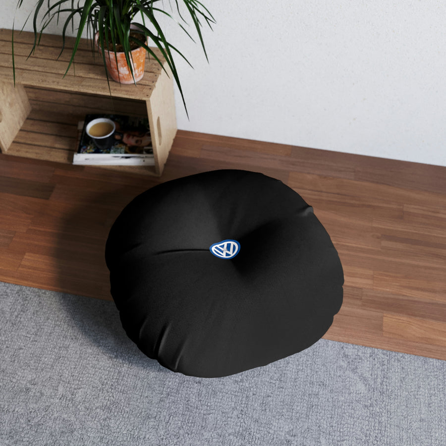Black Volkswagen Tufted Floor Pillow, Round™