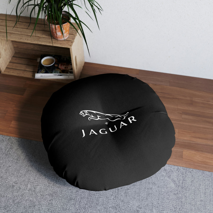 Black Jaguar Tufted Floor Pillow, Round™