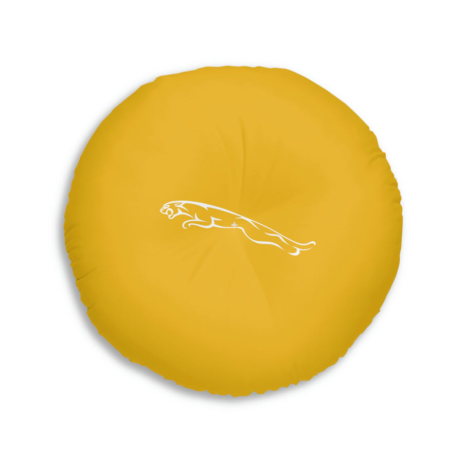 Yellow Jaguar Tufted Floor Pillow, Round™