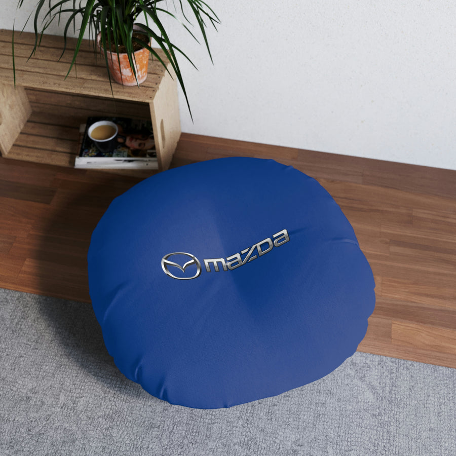 Dark Blue Mazda Tufted Floor Pillow, Round™