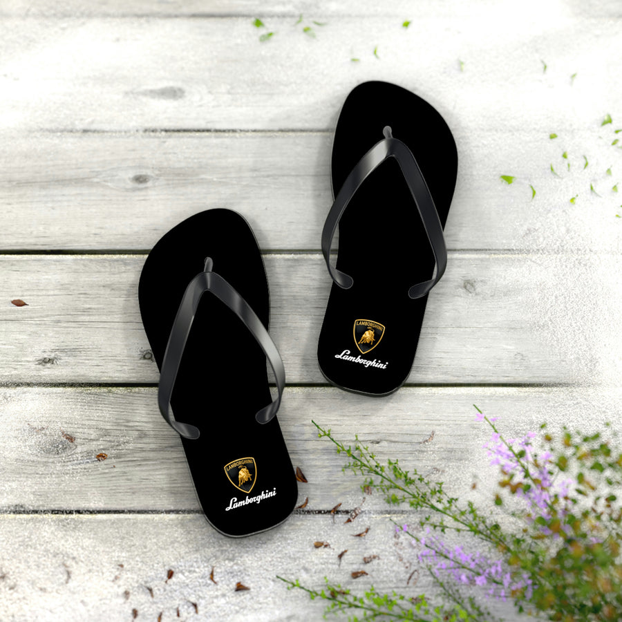 Unisex Black Lamborghini Flip Flops™