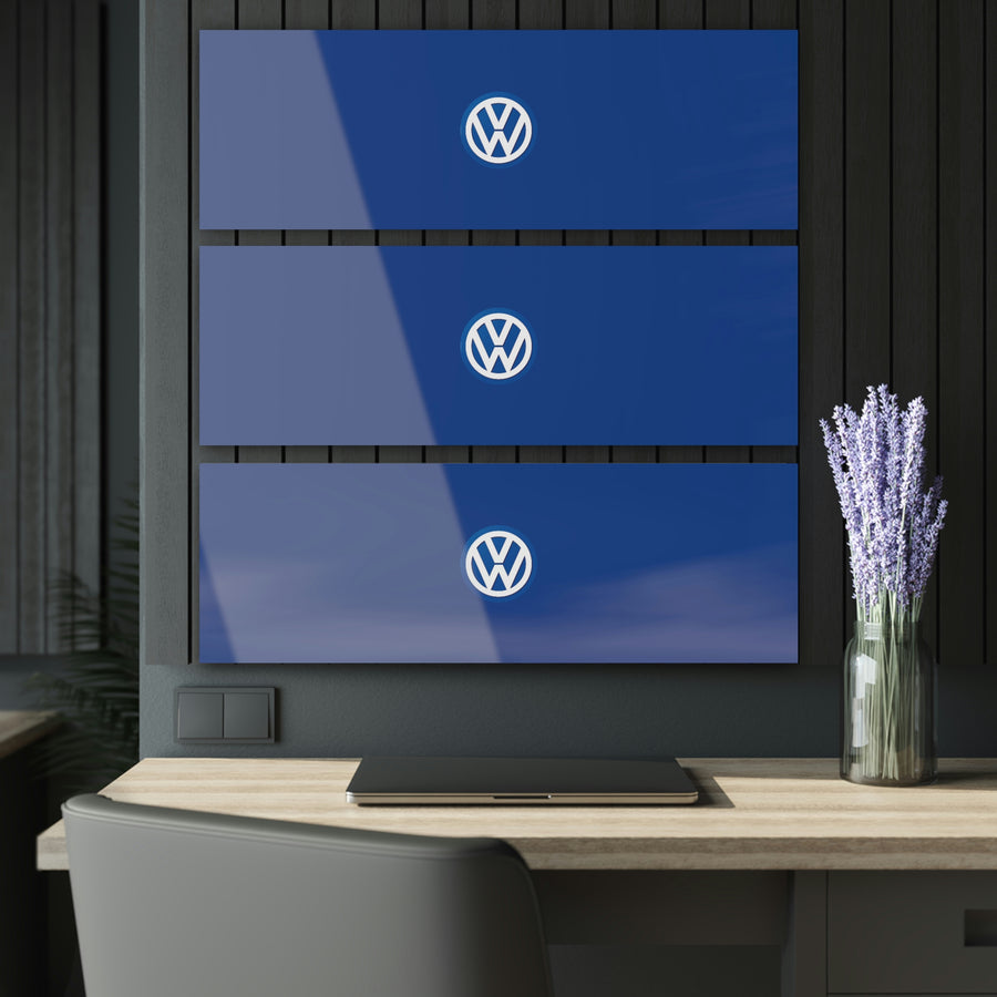 Dark Blue Volkswagen Acrylic Prints (Triptych)™