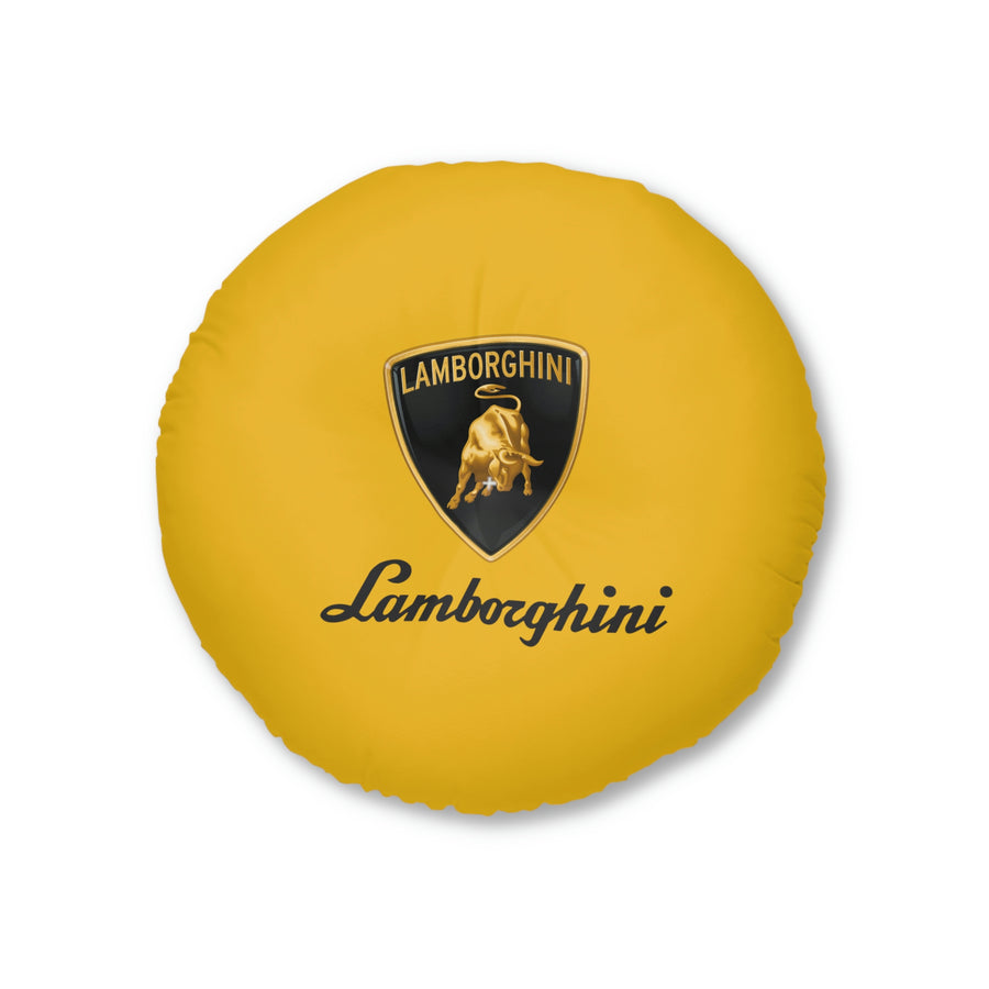 Yellow Lamborghini Tufted Floor Pillow, Round™