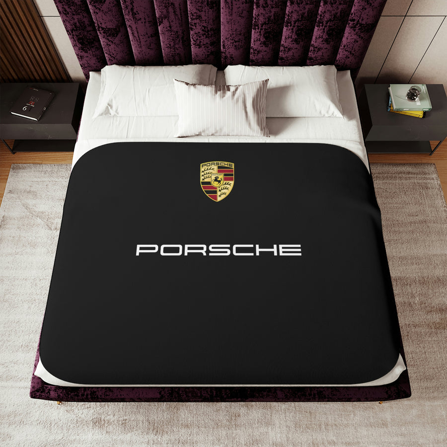 Black Porsche Sherpa Blanket, Two Colors™