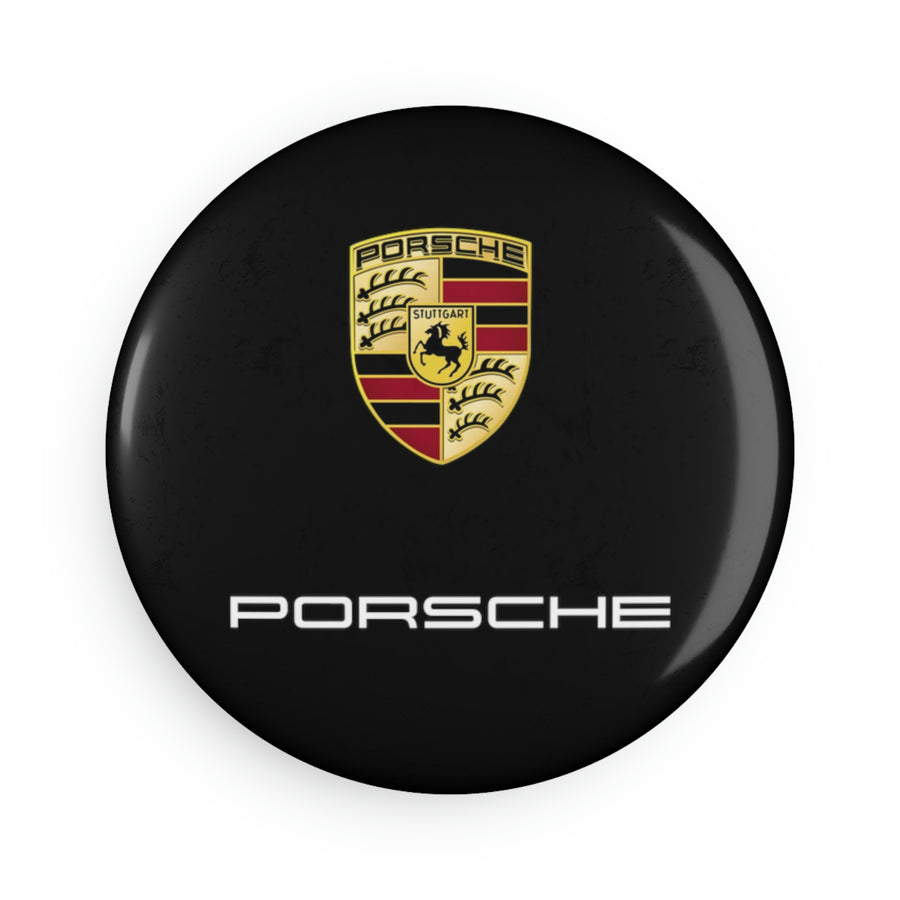 Black Porsche Button Magnet, Round (1 & 10 pcs)™