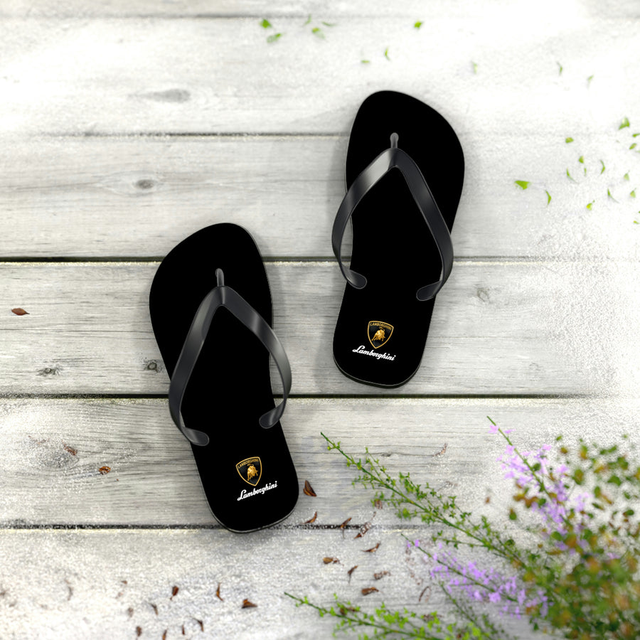 Unisex Black Lamborghini Flip Flops™