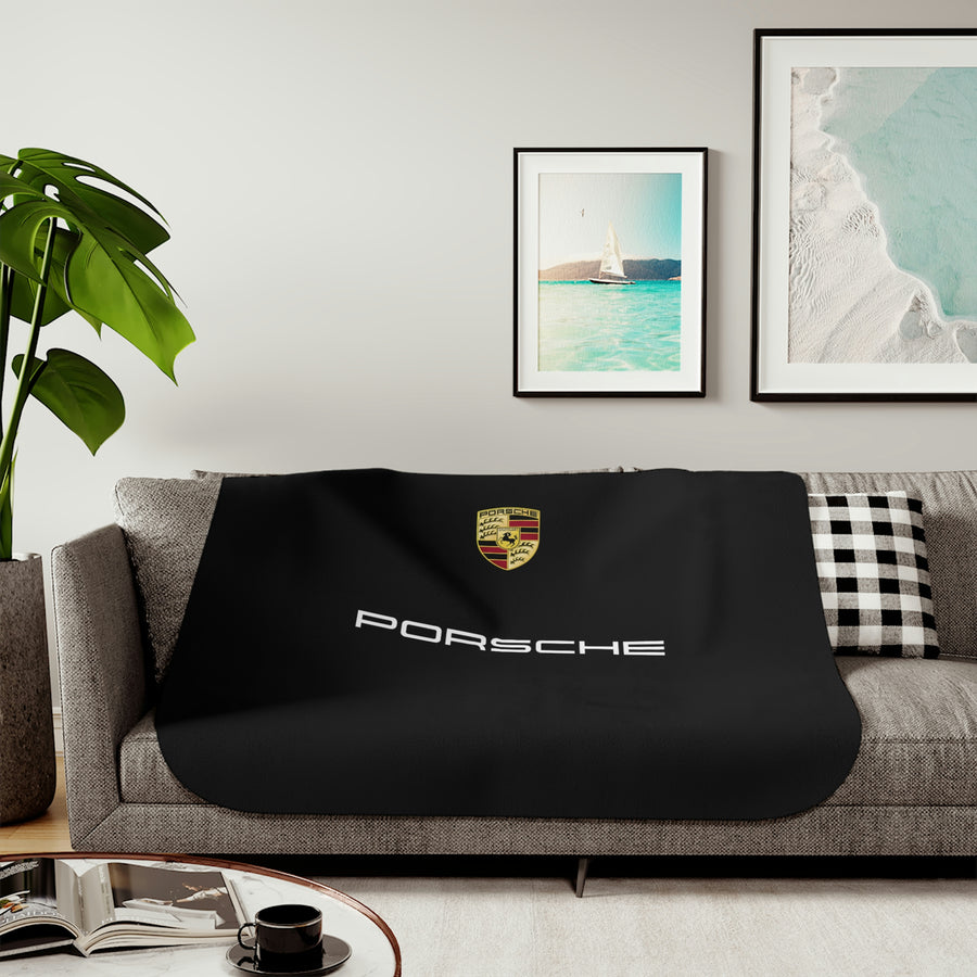 Black Porsche Sherpa Blanket, Two Colors™