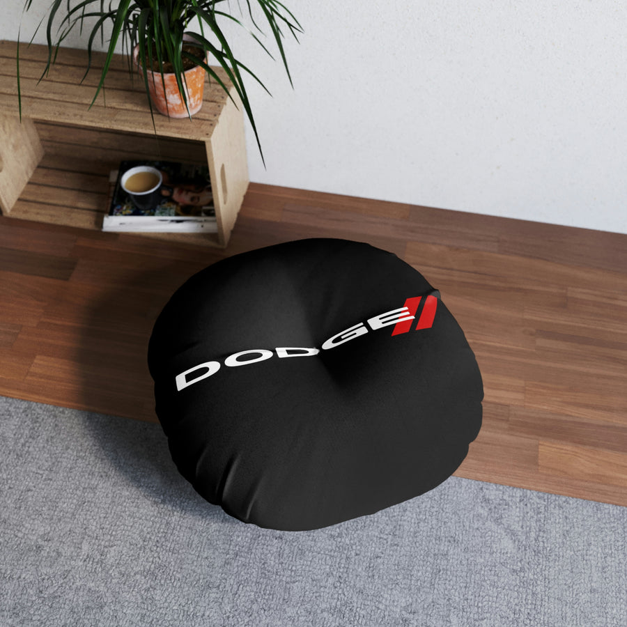 Black Dodge Tufted Floor Pillow, Round™