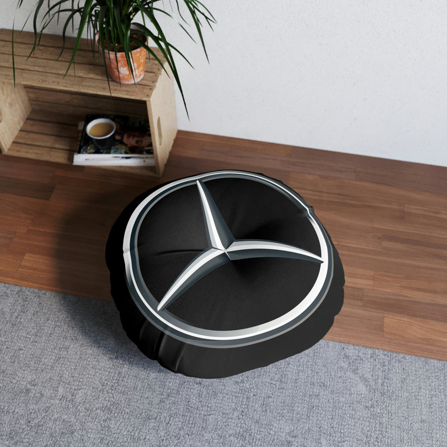 Black Mercedes Tufted Floor Pillow, Round™