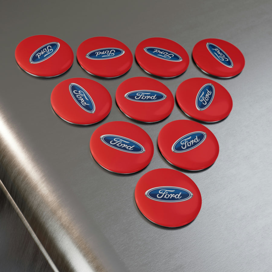 Red Ford Button Magnet, Round (10 pcs)™