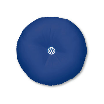 Dark Blue Volkswagen Tufted Floor Pillow, Round™